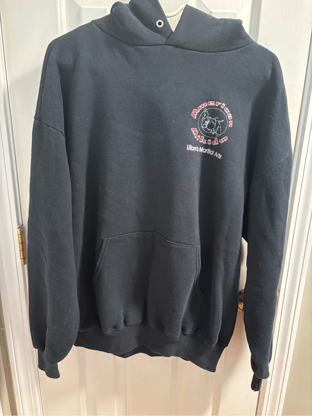 Jerzees Super Sweats American Aikido Hoodie Sweatshirt Black Men’s XL